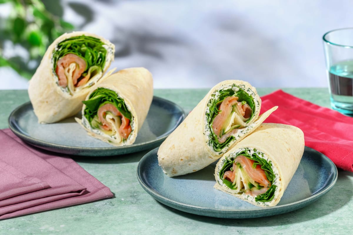 Smoked salmon wrap and herb dressing 