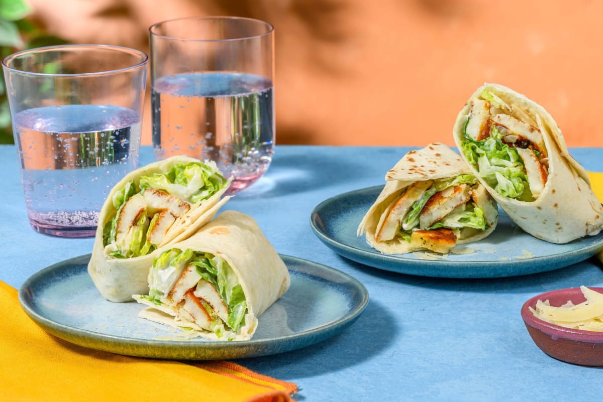 Caesarsalat wraps med grillost