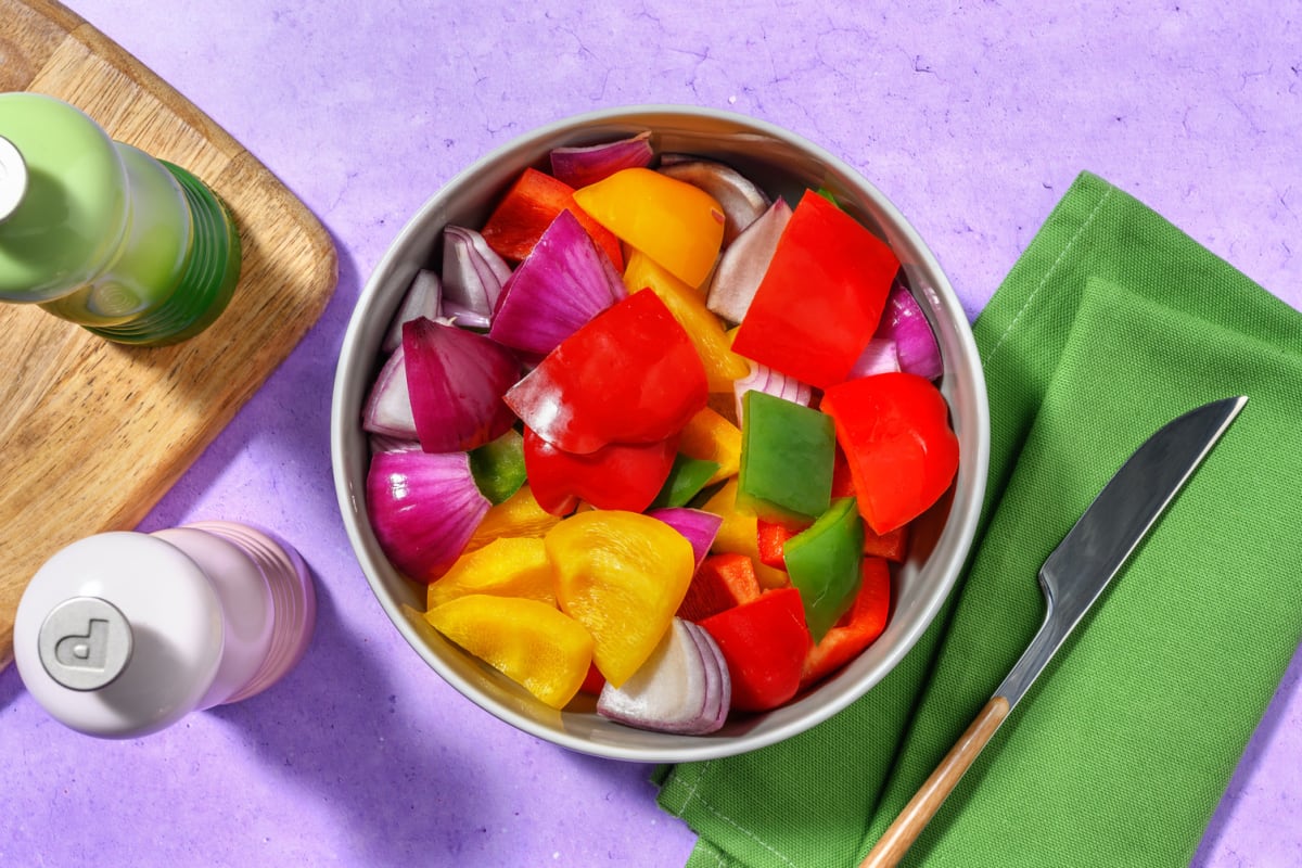 Mixed Peppers and Red Onions