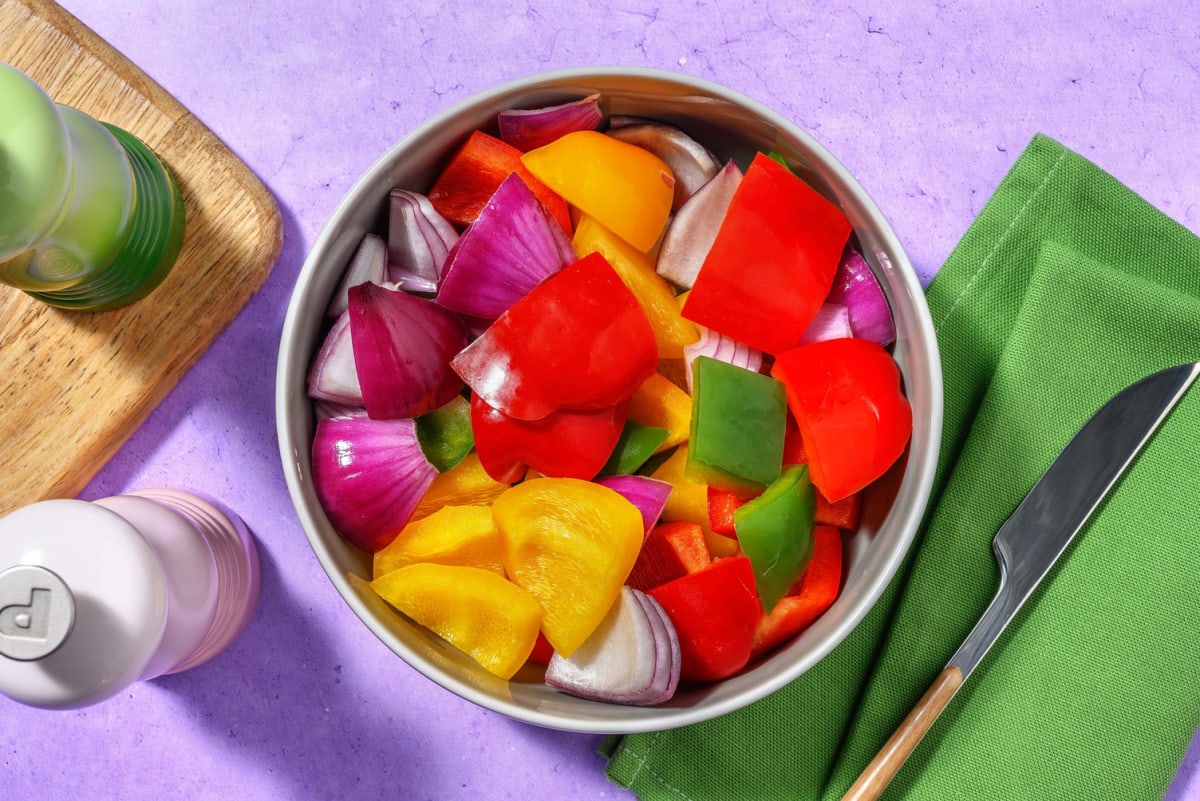 Mixed Peppers and Red Onions