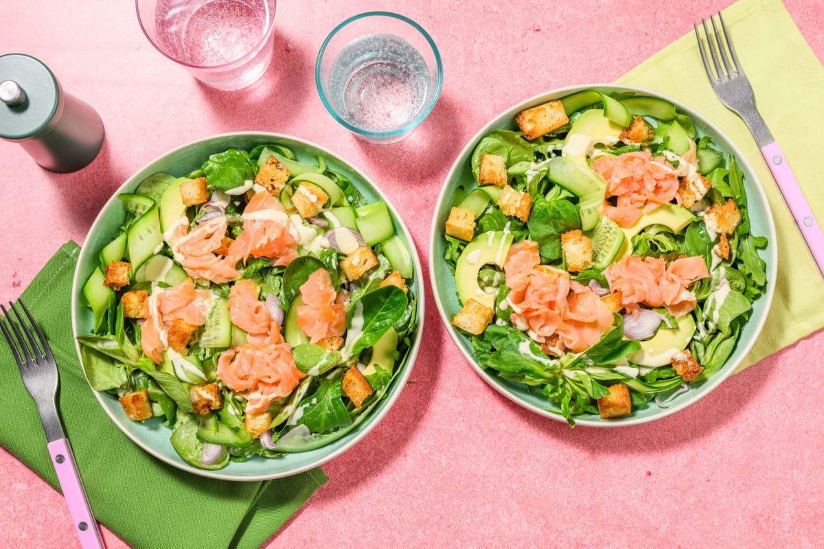 Salade met gerookte zalm