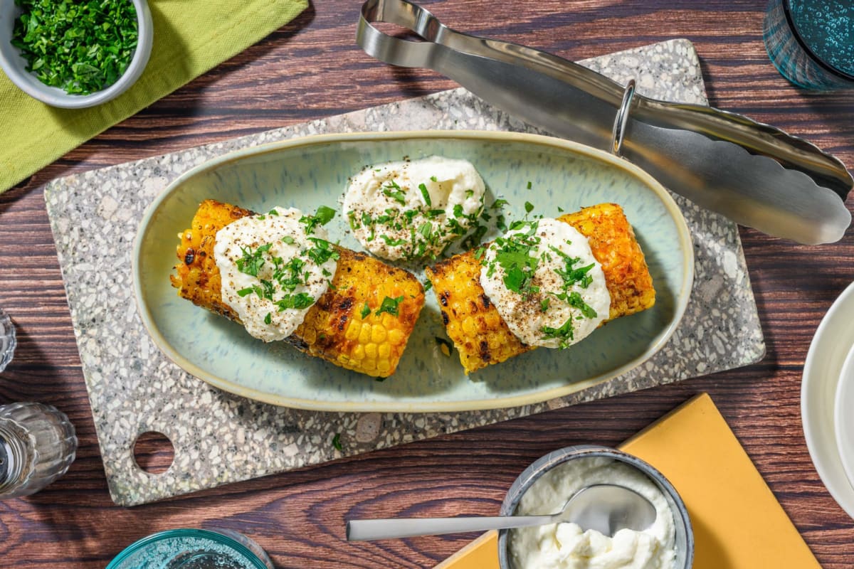 Épis de maïs et feta fouettée