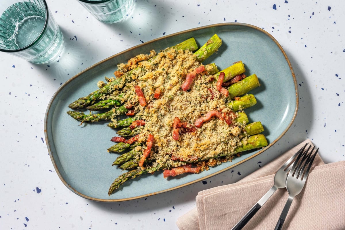 Cheesy Breaded Bacon & Asparagus Side Dish