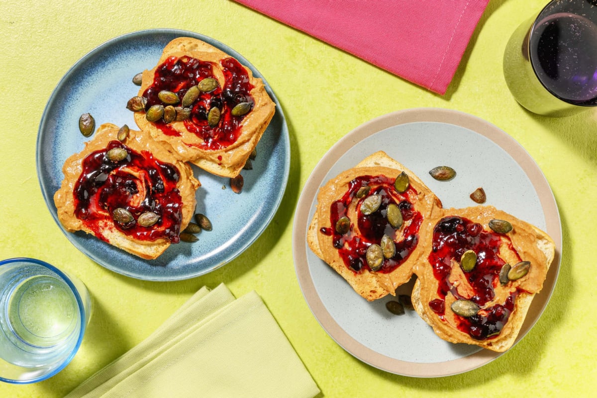 Peanut Butter & Red Berry Compote Ciabatta