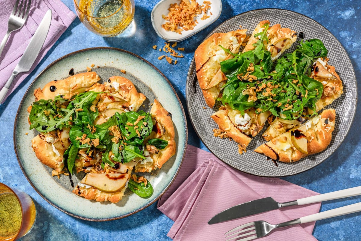 Pains plats aux poires et au fromage de chèvre