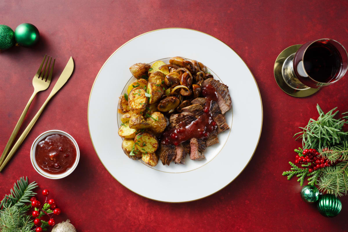 Rindersteak mit geschmorten Pilzen
