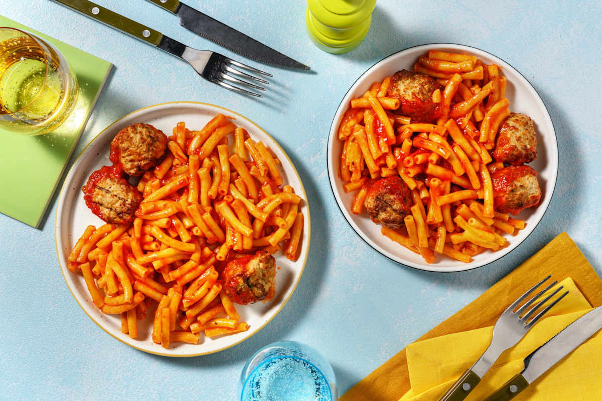Macaroni sauce tomate & boulettes de porc
