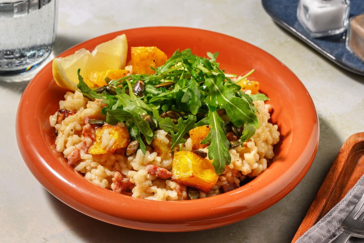 Ovnsbakt butternutgresskar- og baconrisotto