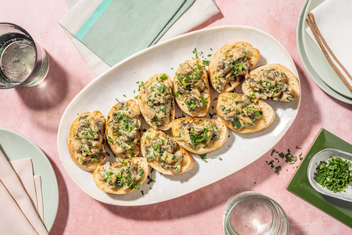 Creamy mushroom bruschetta