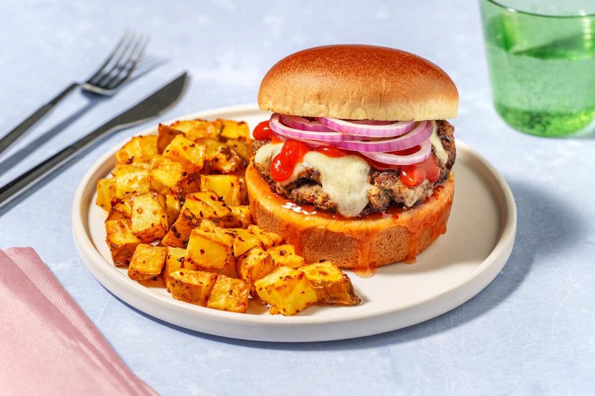 Cheesy Mexican Spiced Pork Burger