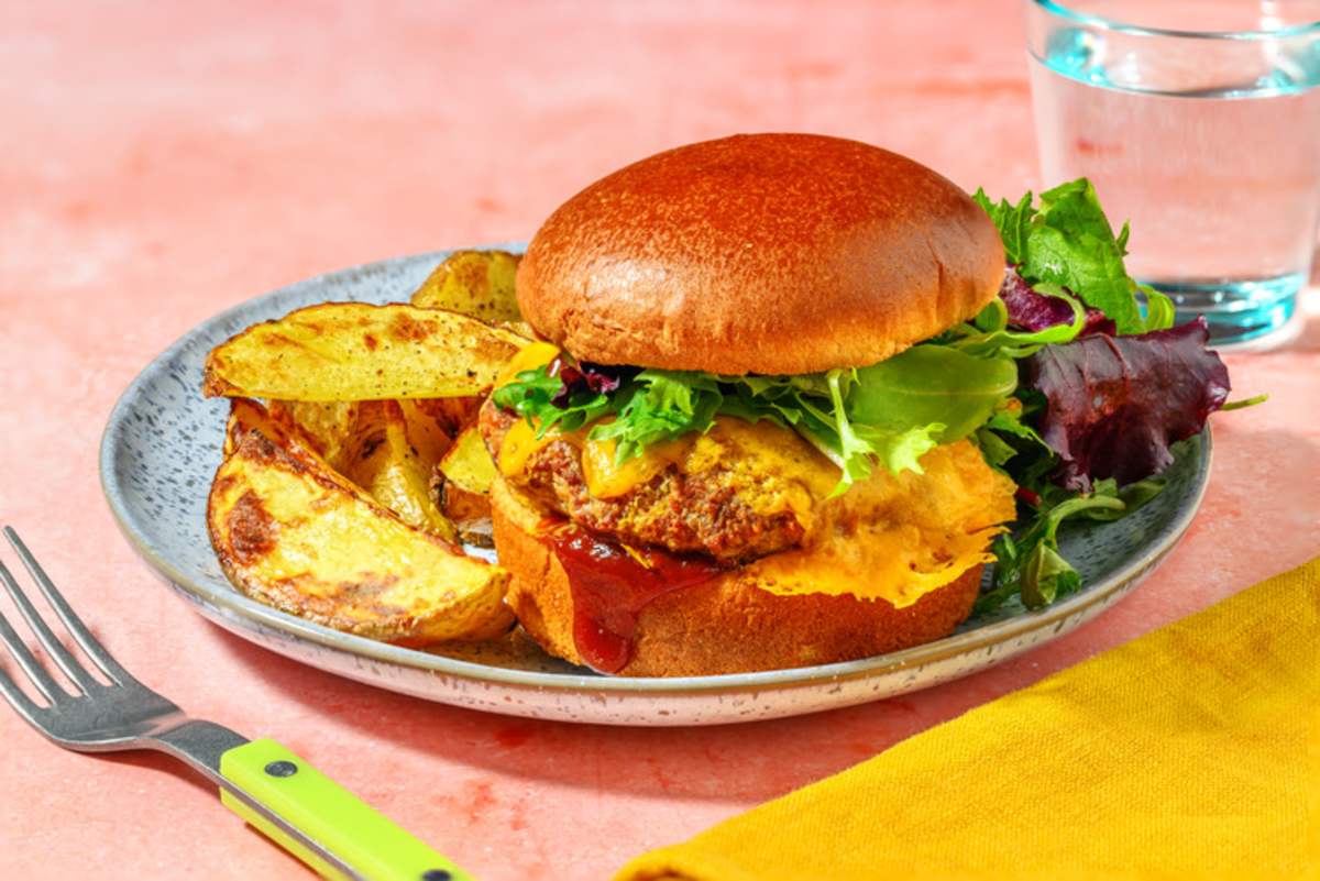 BBQ Beef and Pork Cheeseburger