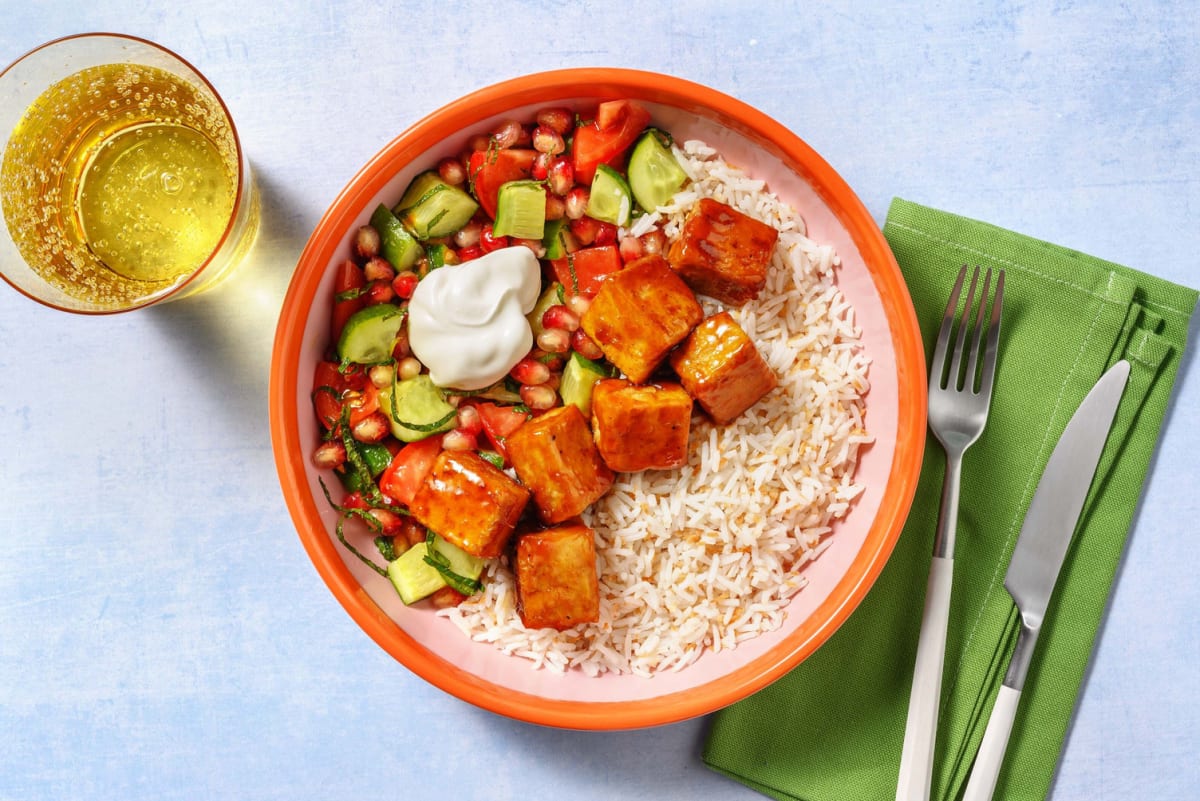 Indiskinspirerad aprikosglaserad tofu
