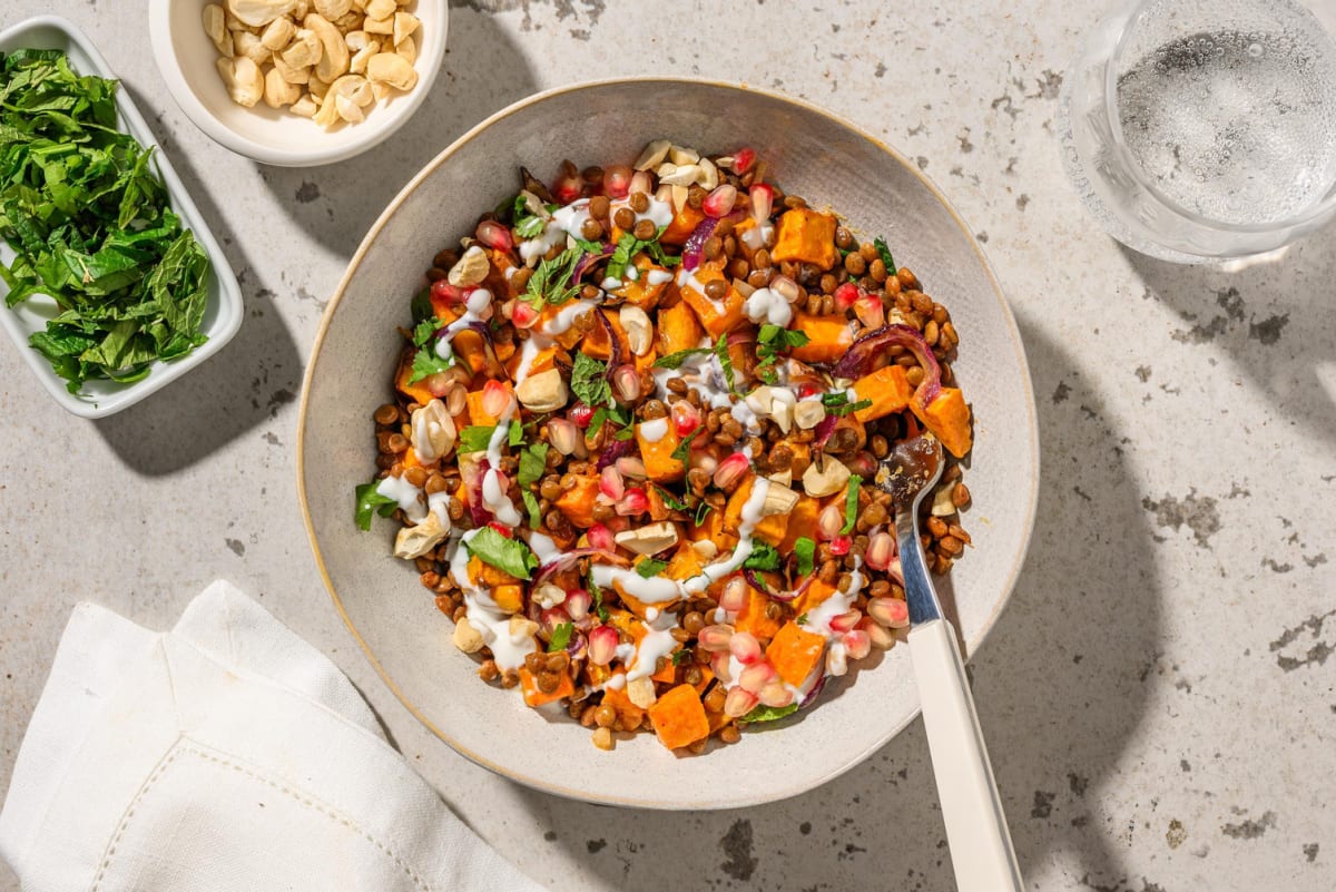 Grön linssallad och getostdressing