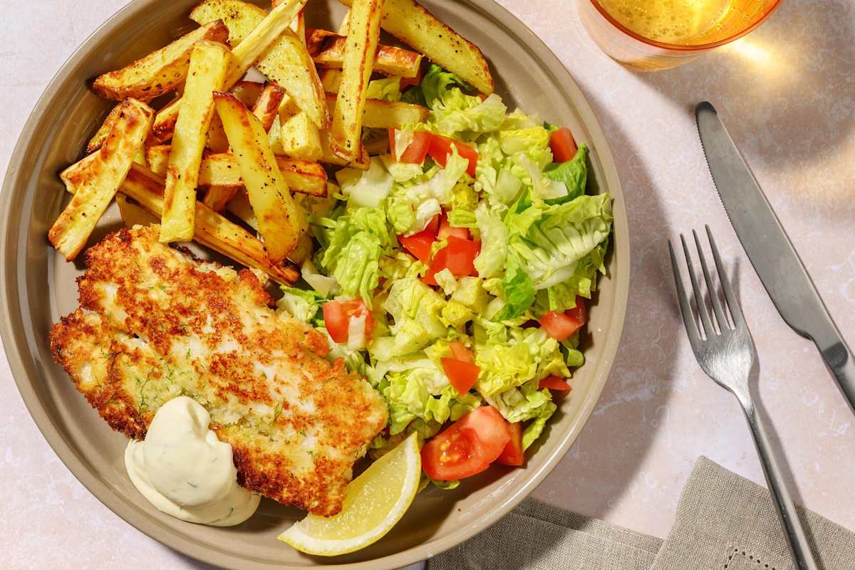 Dillpanert hyse og pepperfries