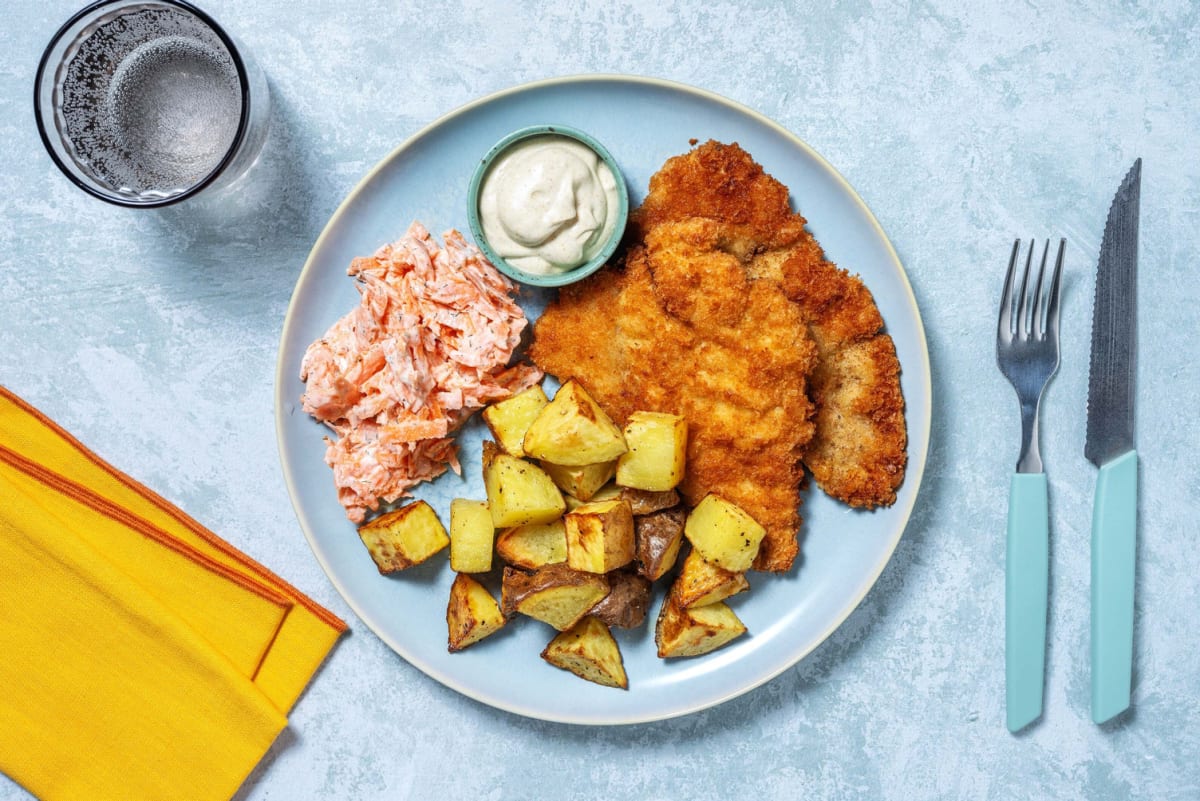 Putenschnitzel mit Currydip