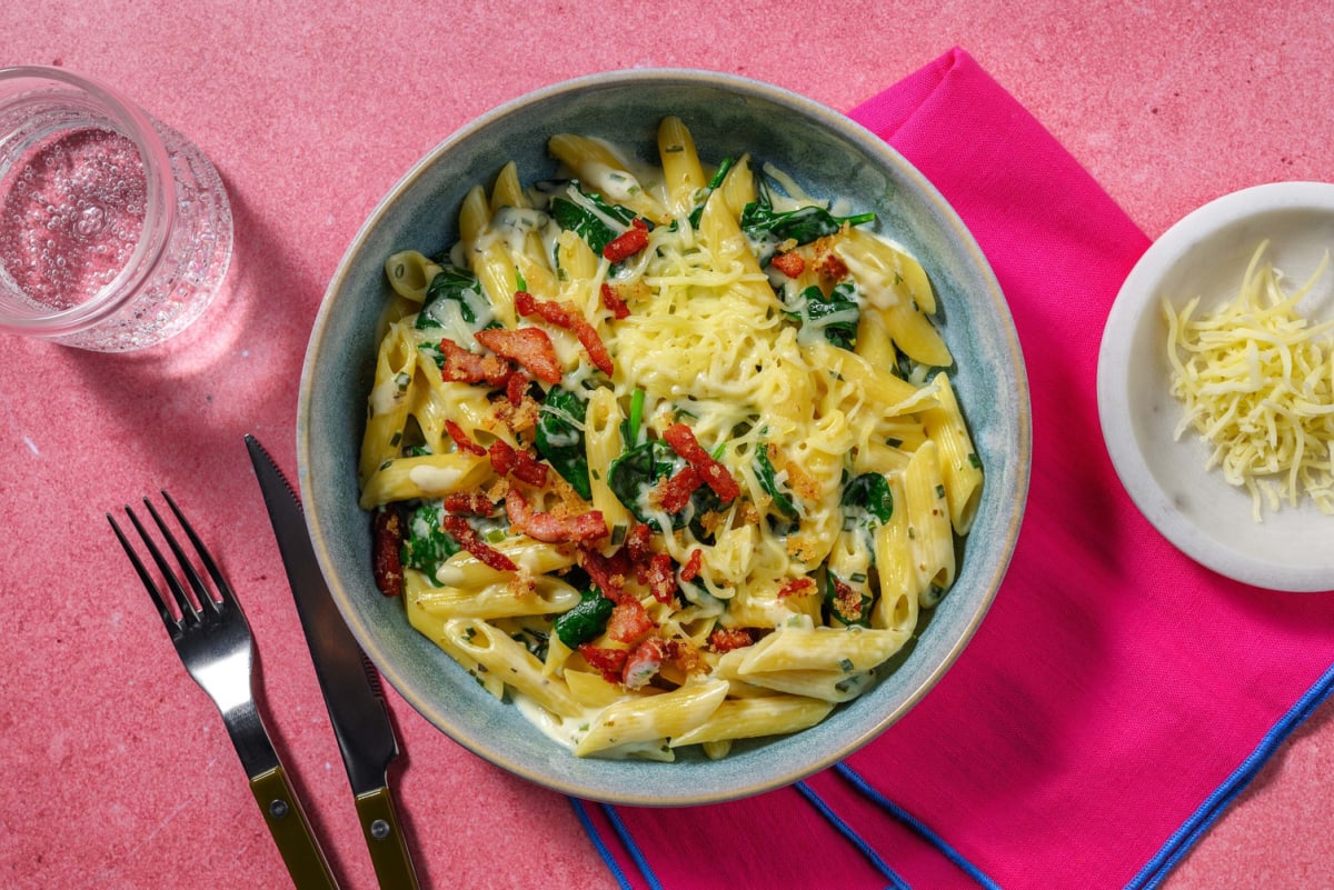 Cheese and Chicken Breast Spinach Penne Bake