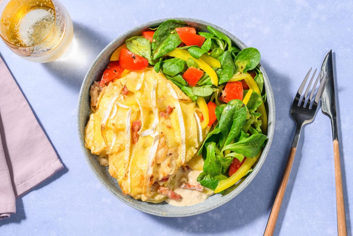 Tartiflette met camembert en spekreepjes
