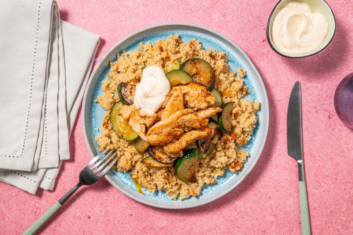 Hähnchen und Gemüse mit Tomatenaioli 