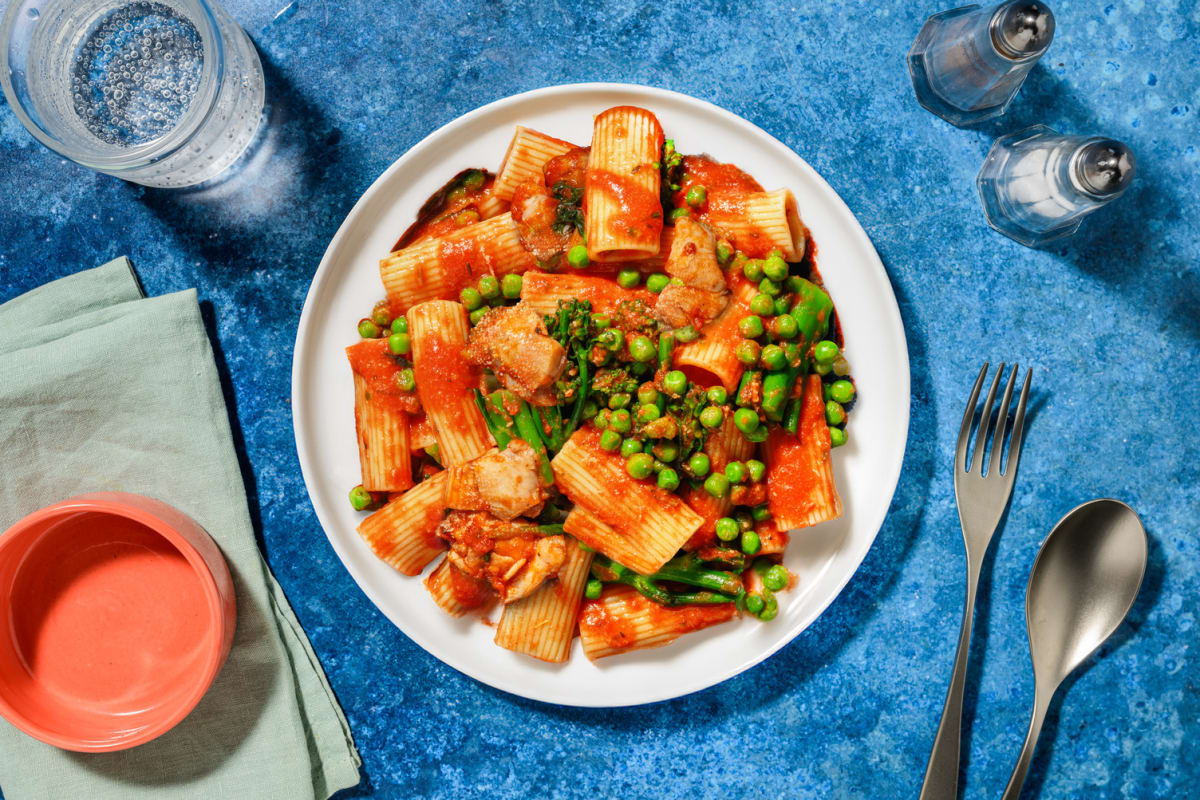 Spicy Cajun Chicken, Tomato & Super Greens Rigatoni