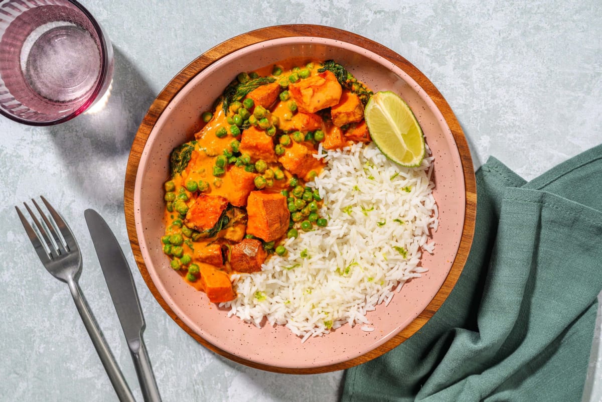 Red Thai Style Sweet Potato Curry and Zesty Rice