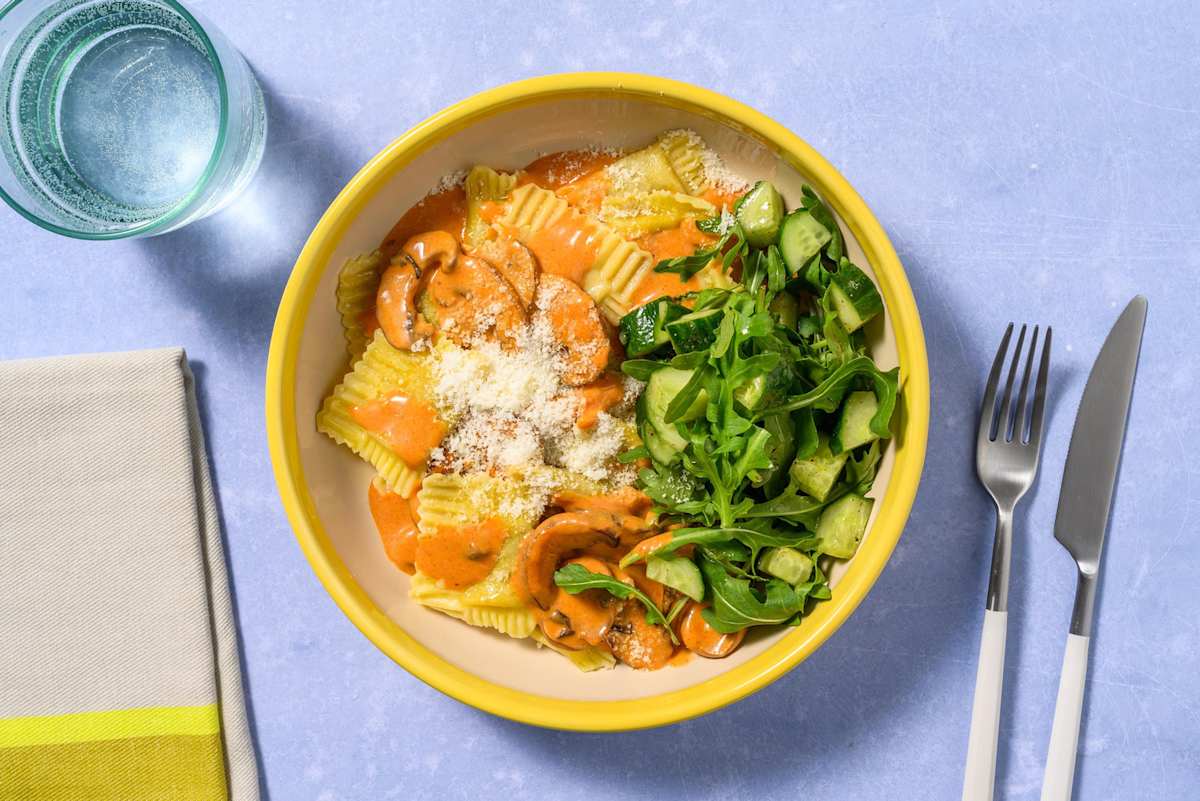 Creamy Gochujang Spinach & Ricotta Ravioli