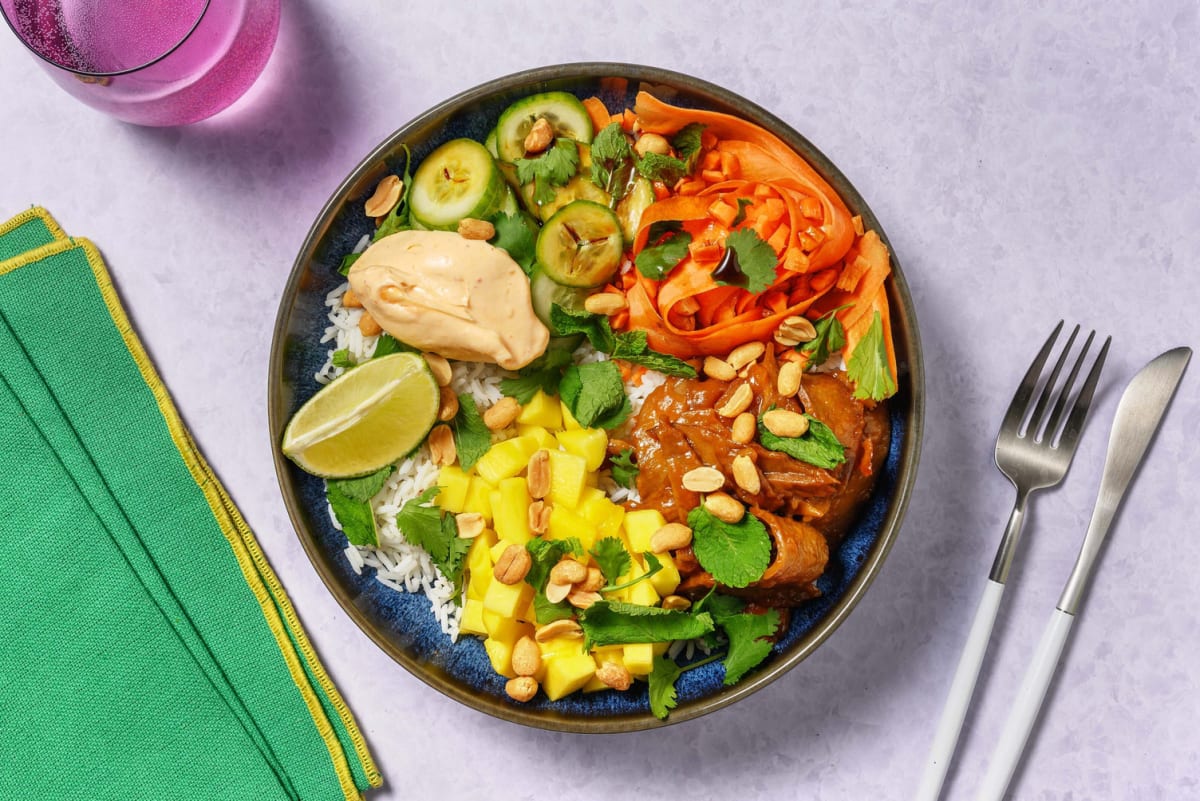 Asiatisk veggiestrimler-pokebowl