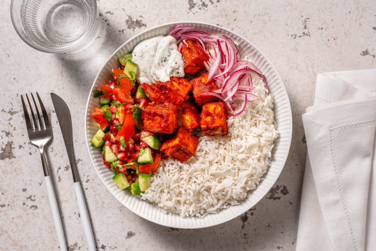 Harissa- och honungsglaserad tofubowl