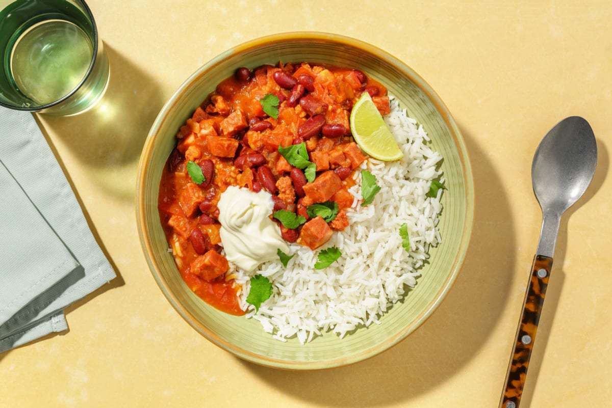 Texasinspirerad chili con chorizo