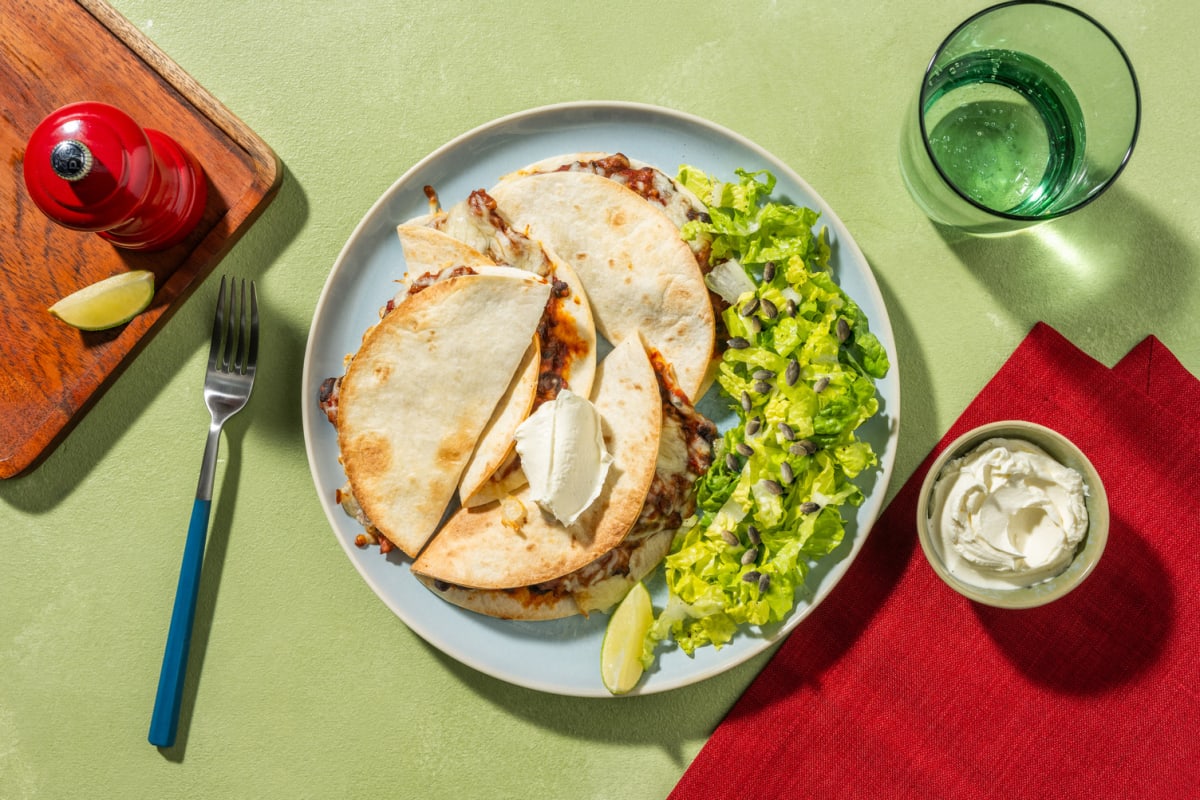 Beef and Bean Baked Quesadillas