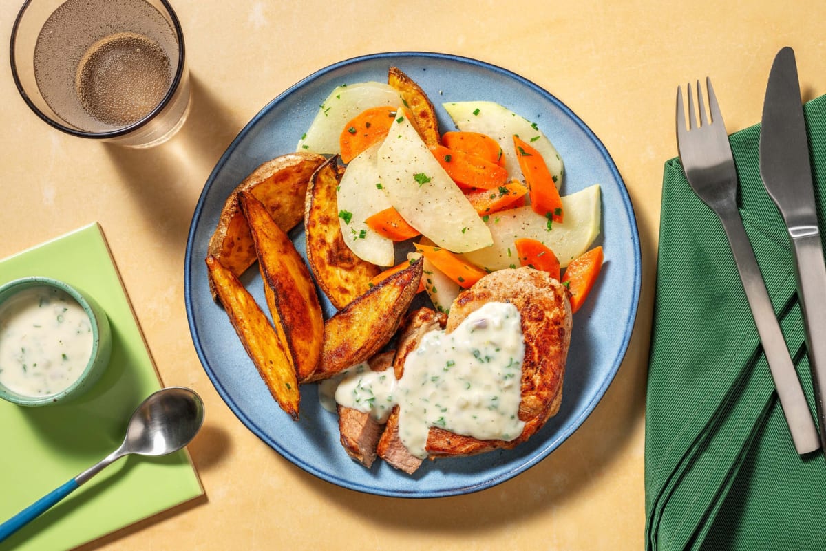 Schweinsnierstück mit Kohlrabigemüse