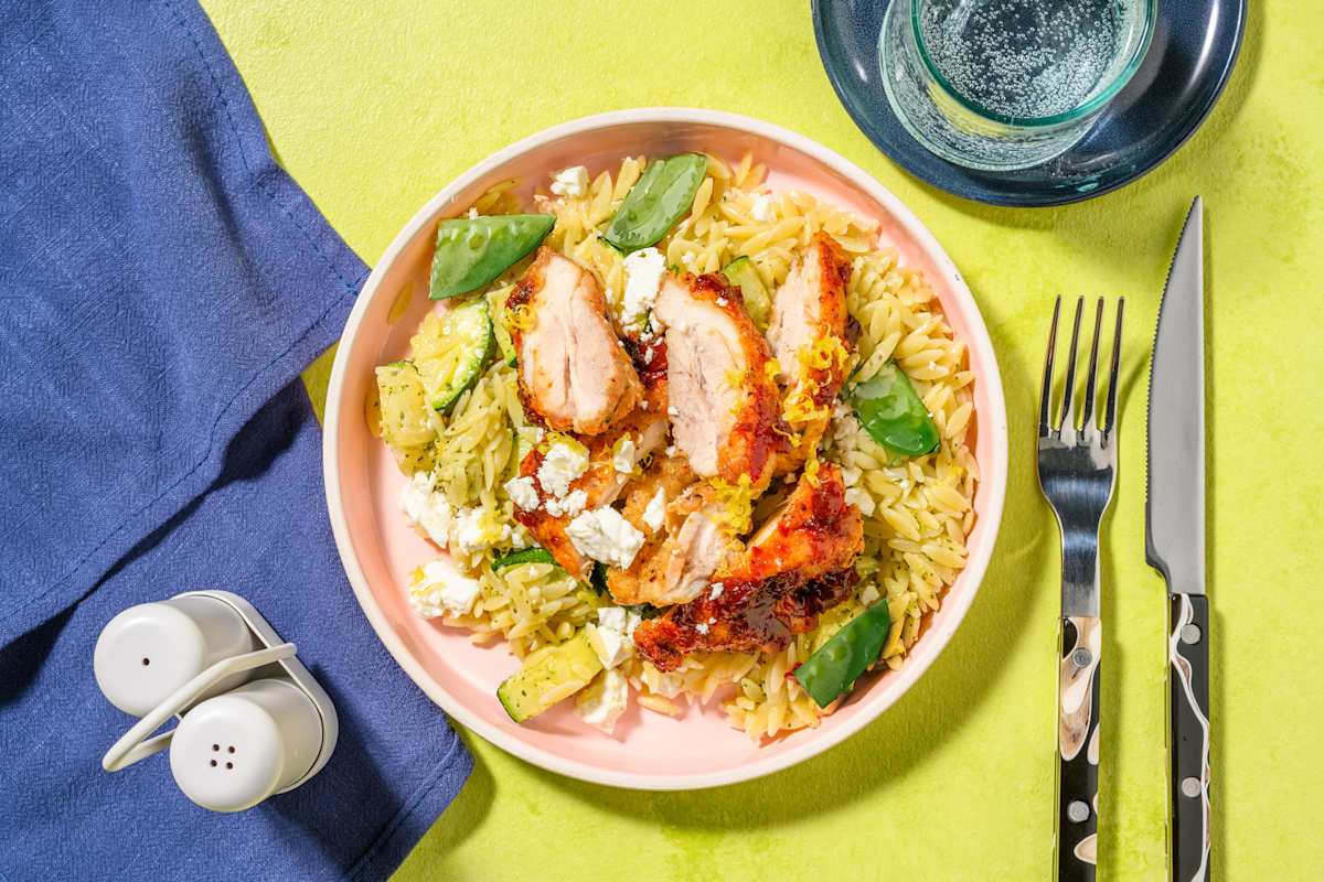Summer Pesto Orzo and Herby Chicken Breasts