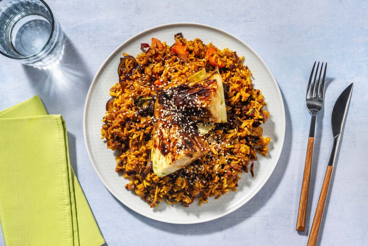 Stir-fry met vegetarisch gehakt en zoete Aziatische saus