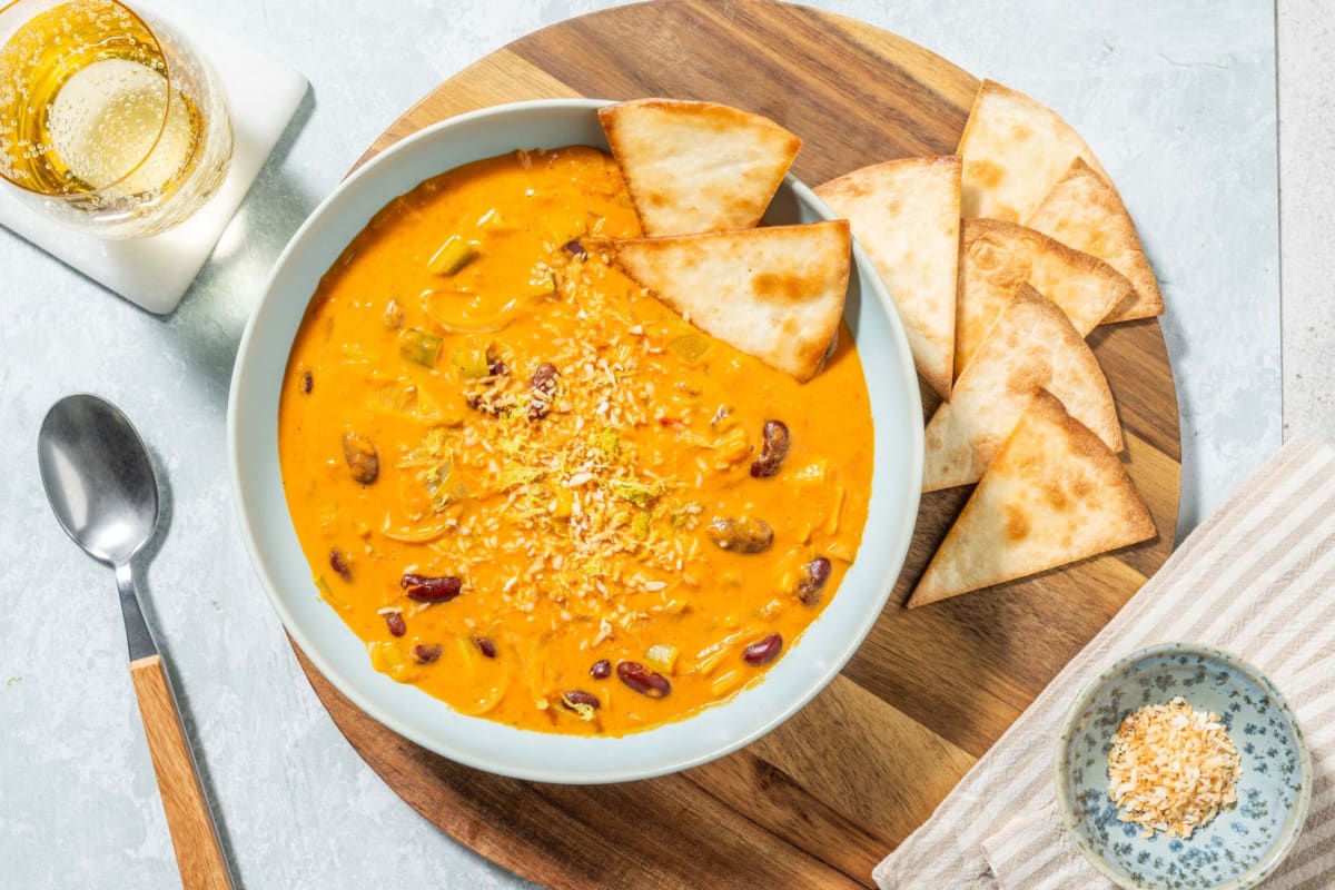 Herzhafte Kokoscremesuppe mit Kidneybohnen