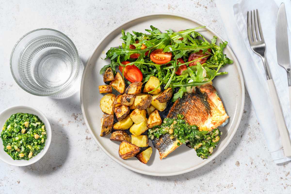 Pan-Fried Basa and Walnut Parsley Pesto