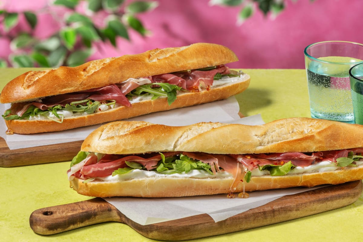 Getost- och prosciutto baguette