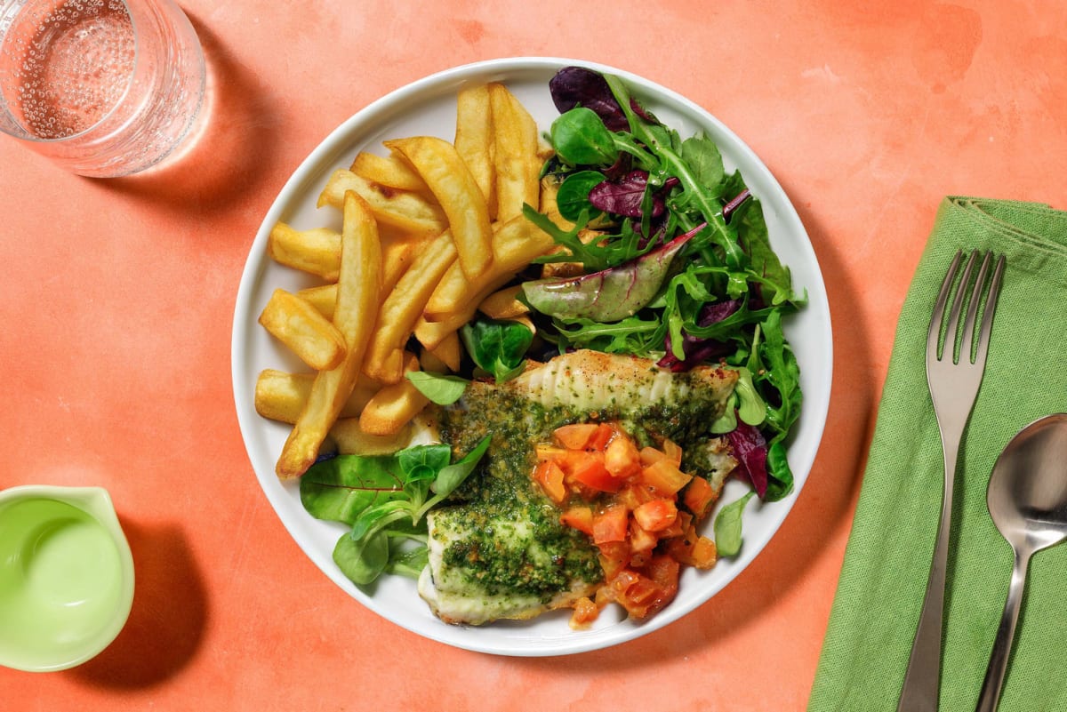 Pesto Baked Basa and Rosemary Oven-Ready Chips