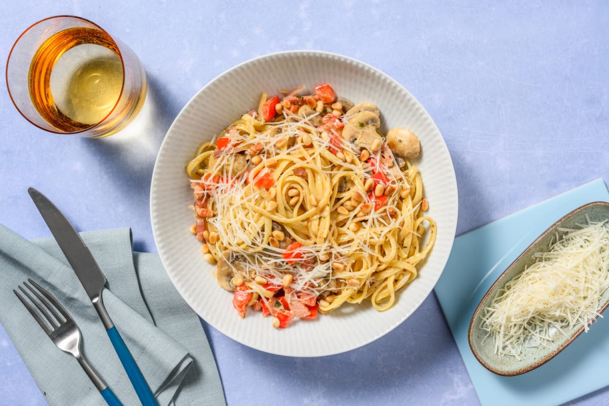 Bacon, Mushroom and Pepper Pasta