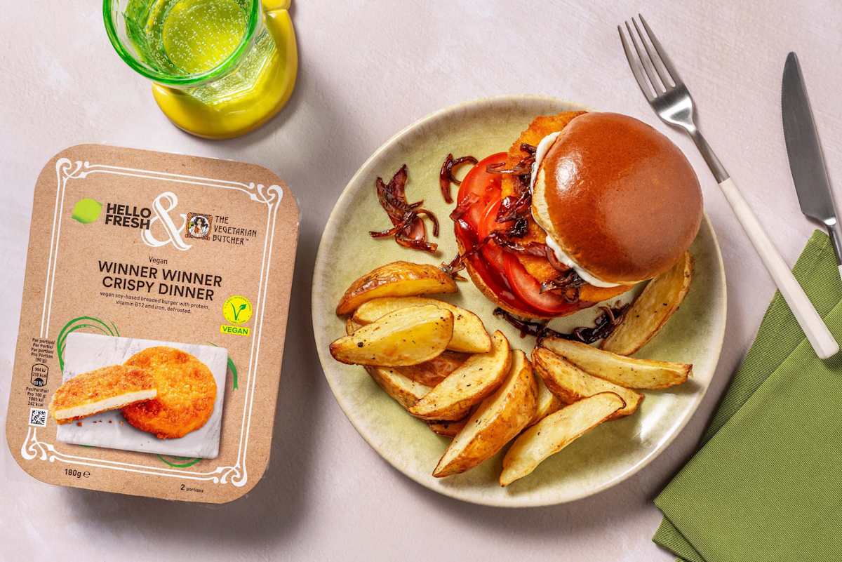 Vegan Winner Winner Crispy Burger Dinner