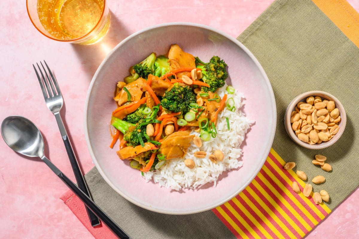 Vegetarisk kebab i 'kung pao'-sauce