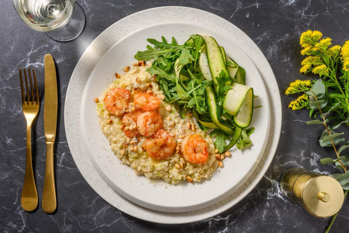 Purjolöksrisotto och vitlöksstekta räkor