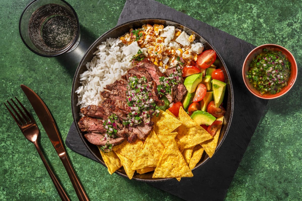 Argentinsk 'carne asada'-bowl