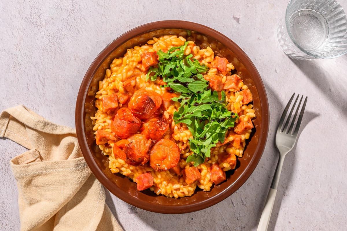 Roasted Chorizo and tomato risotto 