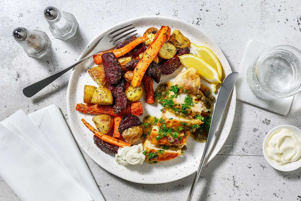 Kalkoen piccata met ovengebakken patatjes