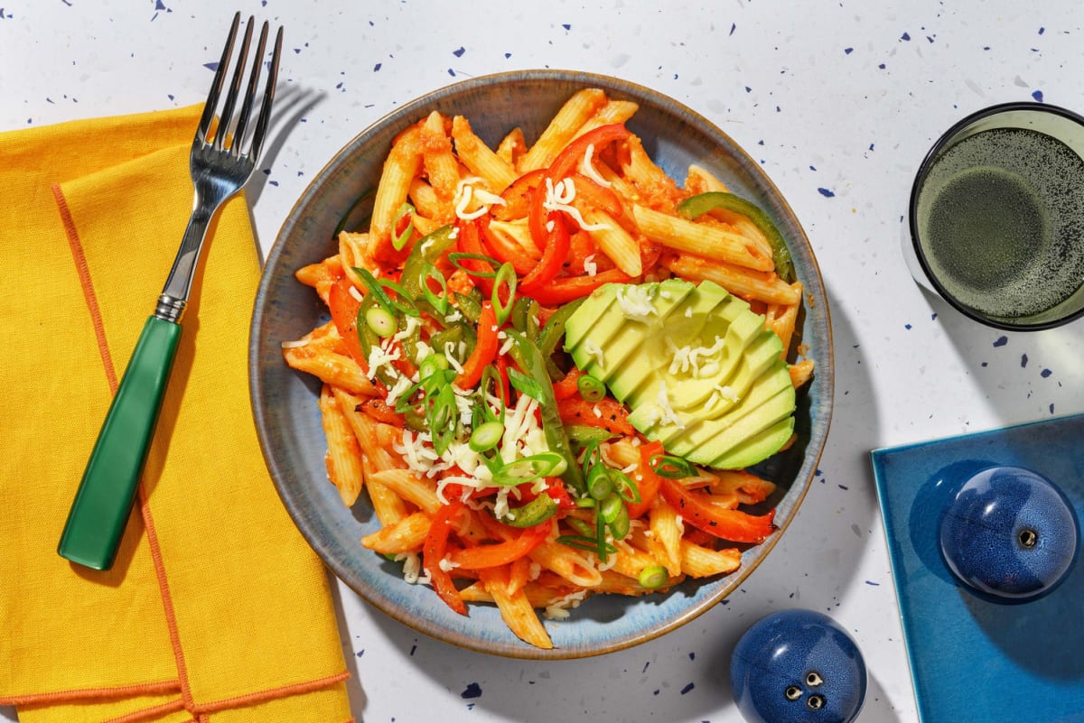 Pasta Fusion: Penne im Fajita-Style mit Avocado