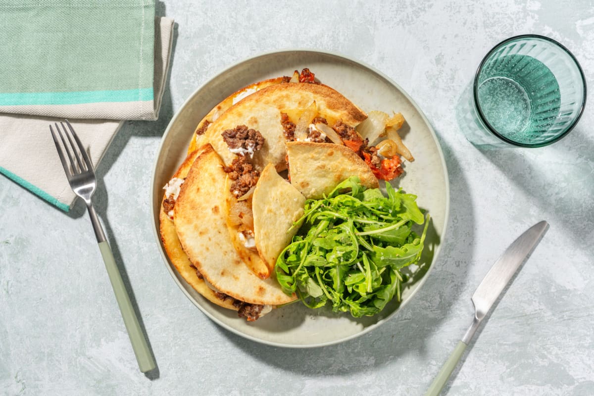 Quesadillas de cerdo con queso de cabra 