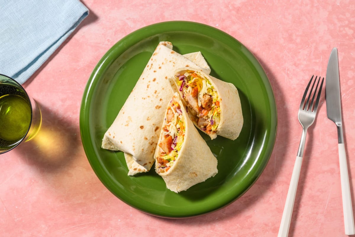 Honey-Harissa Cheesy Chicken Wraps