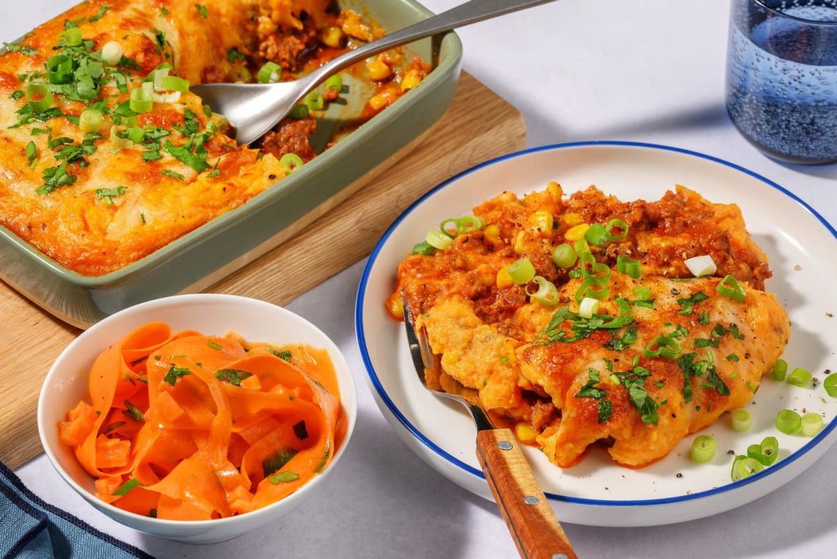 Cottage pie med sød kartoffel og oksekød