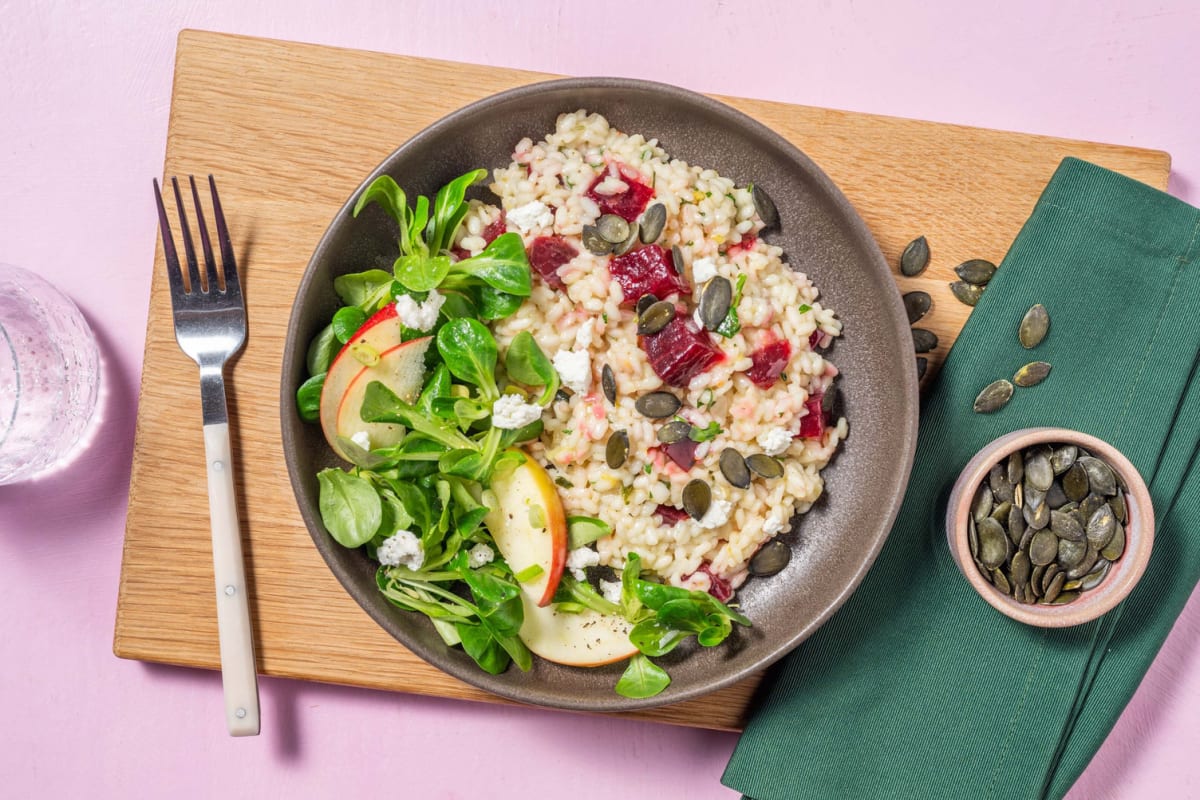 Rote Beete Risotto mit Ziegenfrischkäse