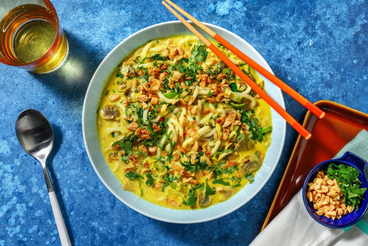 Soupe de nouilles au curry et lait de coco