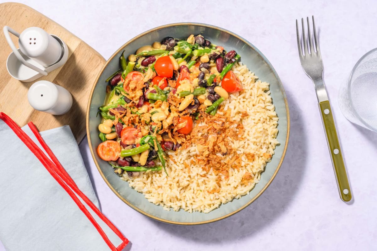 Curry de coco épicé aux haricots verts